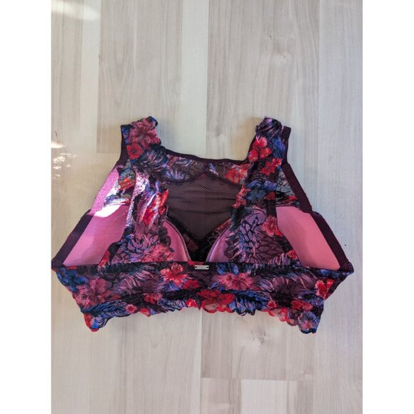 Floral Lace Bralette With Mesh Detailing By VS Pink Pull on Floral - Picture 2 of 4
